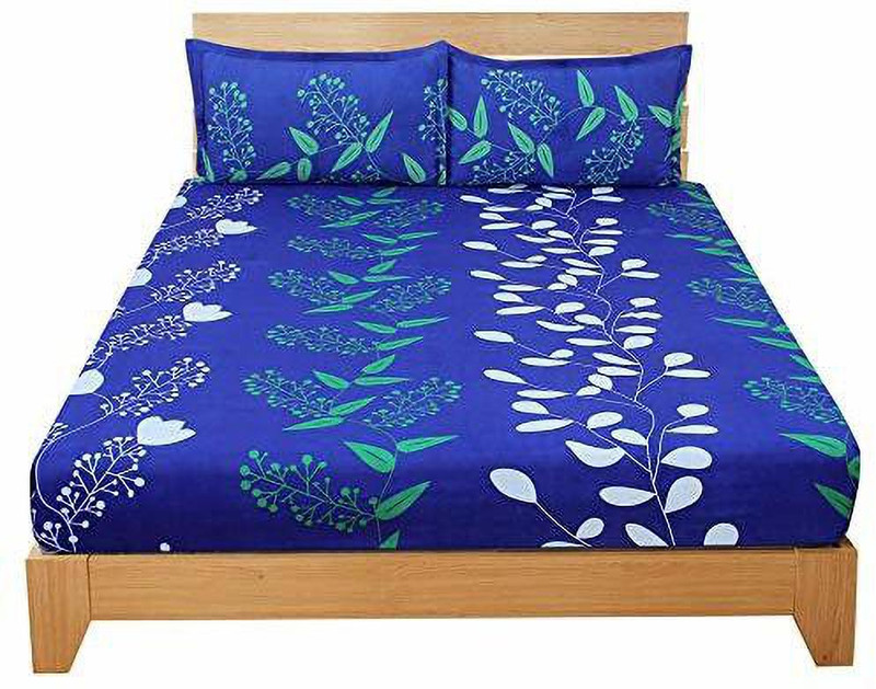 Roomesssentials Polycotton Double Flat 150 TC Geometric 1 Bedsheet with 2 Pillow Covers(multi2)