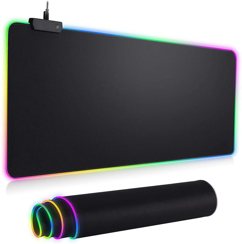 LipiWorld RGB Gaming Mouse Pad, Non Slip Rubber Base Mouse Pad Large, Extended Mouse Pads Soft Glowing 14 LED Modes Gaming Desk Keyboard Pad Mat (Large LED 78x30cm) Non Slip Base Dual Sided Mousepad(Black)