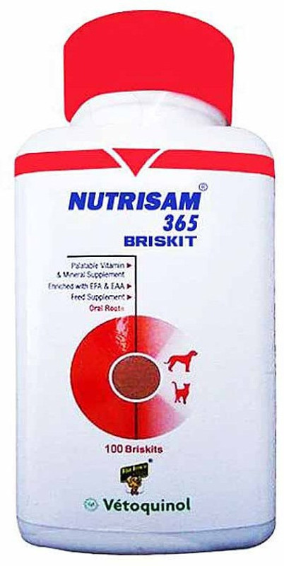 Vetoquinol NUTRISAM 365 BRISKIT 100 Tabs For Dogs and Cats Pet Health Supplements(100 Pieces)