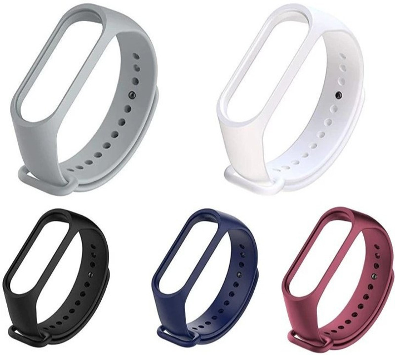 dhanak Smart Watch Band 5 Pcs. for MI 3 & 4 in Grey, White, Blue, Black, Maroon Smart Band Strap(Mullti Color)