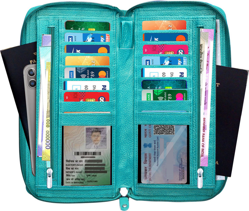 ABYS 100% Genuine Leather Men And Women Document Holder(Green)