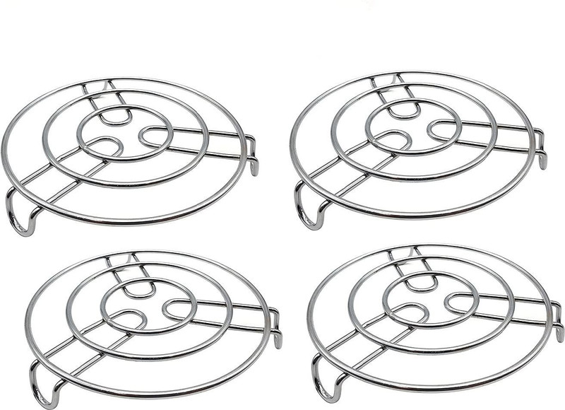 KAVYACRASH Steel Pot, Cooker, Donga Stands | Heat Resistant ot Plate Dishes Holder Trivet Stainless Steel Trivet(Pack of 4)