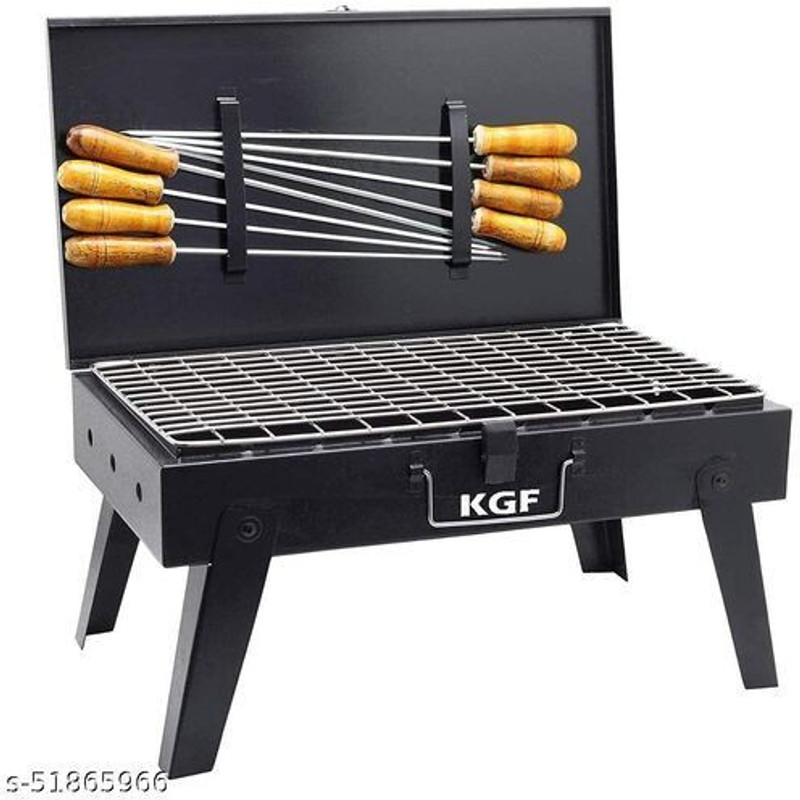 KGF Foldable Barbeque Grill with 8 Skewers (Black) Roti/Khakhra Maker Roti/Khakhra Maker(Black)