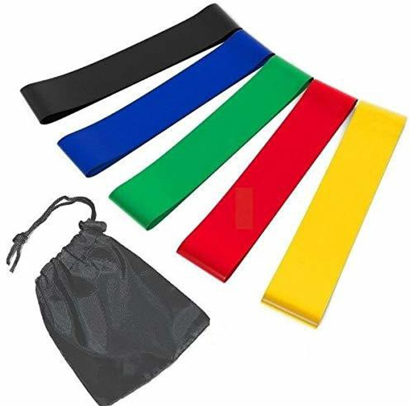 Callun Loop Bands 5 Latex Set for Squats, Stretching, Strength Training Exercises Pilates Band(Multicolor, Pack of 5)