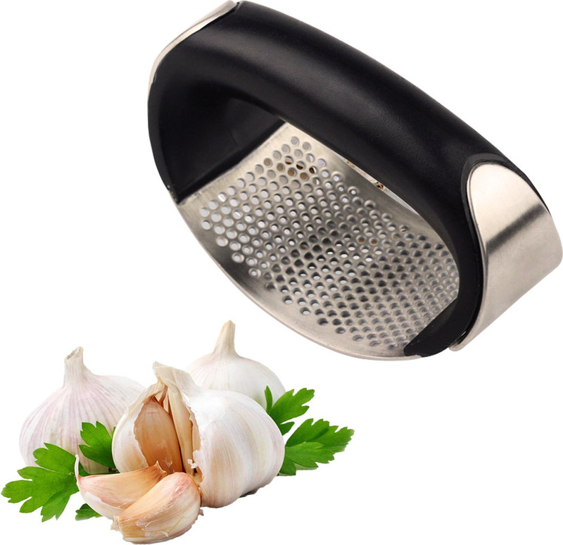 Pegrim Multi-Function 2 in 1 Garlic or Ginger Masher with Bottle Opener Small Kitchen Tool Garlic Press(Black, Silver)
