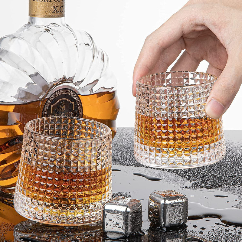 TINSUHG (Pack of 2) Premium Whiskey Glasses Stylish Old Fashion Rocks Tumblers Glass Beer Glass(170 ml, Glass, Clear)