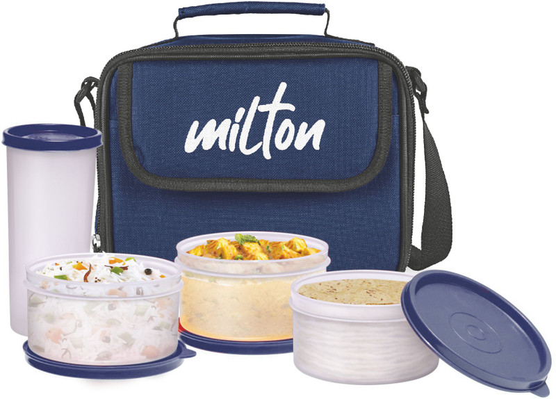 MILTON New Meal Combi and 1 Tumbler, Blue 3 Containers Plastic Office Lunch Box(1240 ml)