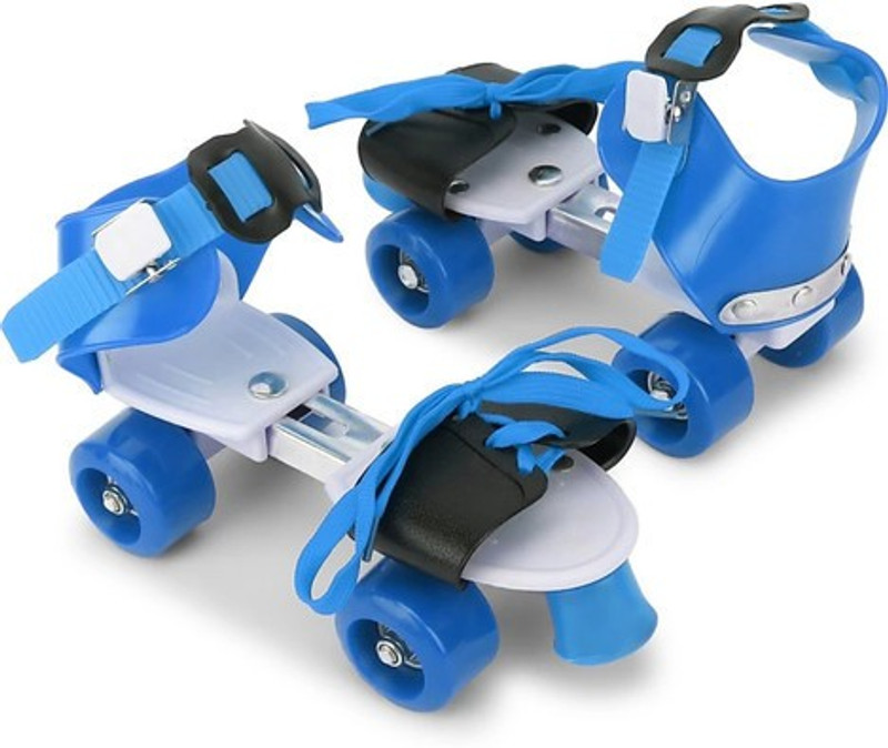 TopQore Skates Shoes For Kids / Childrens - UNISEX In-line Skates Quad Roller Quad Roller Kids Size  5C UK - 11C UK(Adjustable, Beginner, Blue)