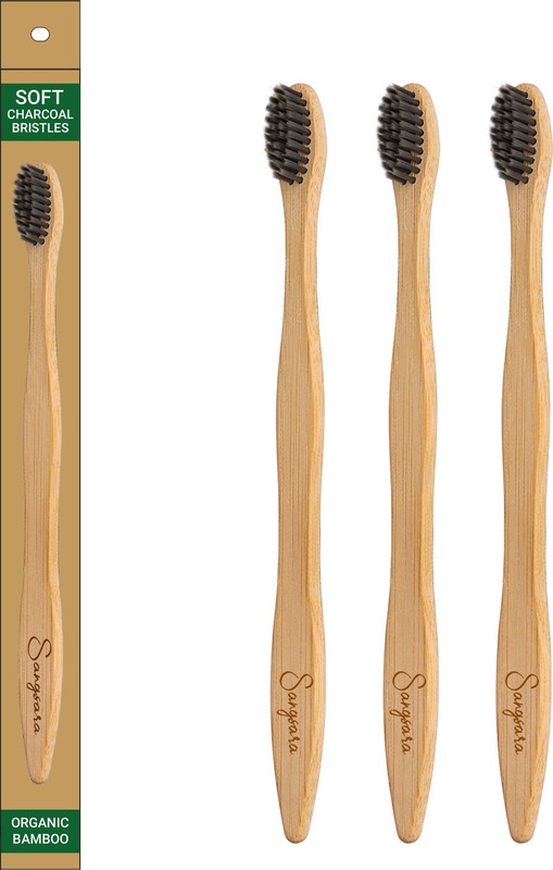 Sangsara By Dr. Odin Bamboo Toothbrushes Charcoal Bristles Biodegradable, Natural, Eco-Friendly, Compostable, Vegan Reusable Bamboo Toothbrush Extra Soft Toothbrush(Pack of 3)