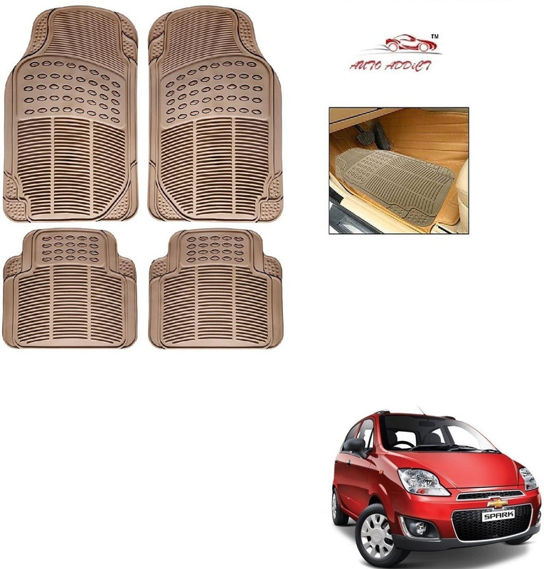 AuTO ADDiCT Rubber Standard Mat For Chevrolet Spark(Beige)