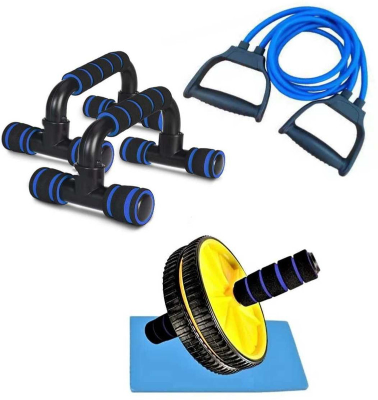 Dr Pacvu Athletes CHOICE, Pack OfAthletes CHOICE, Pack Of 2 Fitness COMBO, 1x ABS Builder Wheel Roller Abdominal, Core and Ab Exerciser, 1x Pushup Bar Stands for Chest and Dips, 1x Toning Tube For Gym Workout Equipment Strength Increase, for Men, Women, Kids, Girls, Children, Adult Best in Sports &