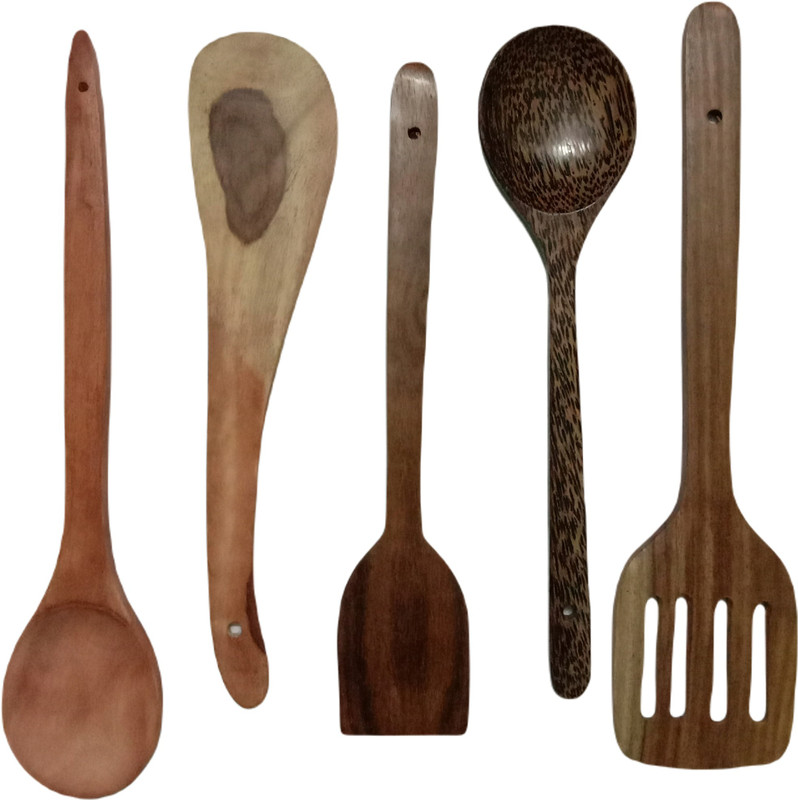 SANGEETS COLLECTION Wooden Ladle(Pack of 5)