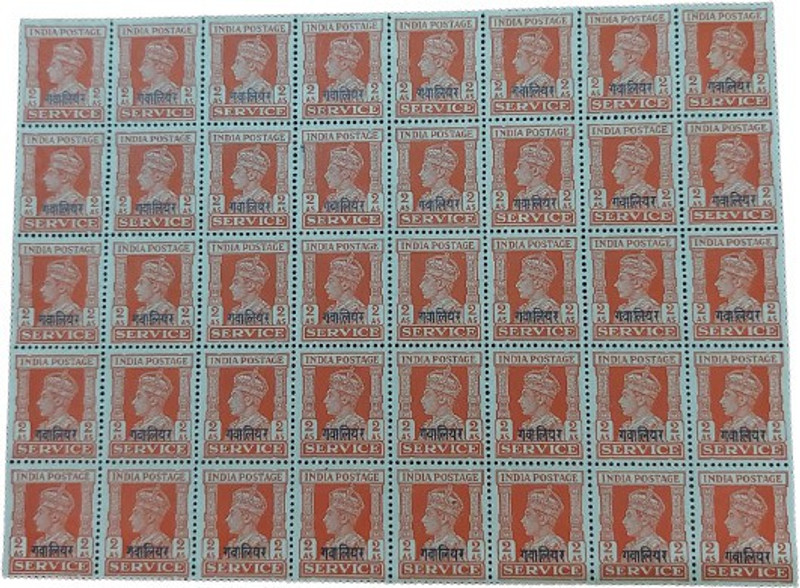 rbf GEORGE VI INDIA POSTAGE 2 ANNAS SERVICE STAMP VERY VERY RARE 1941 STAMPS Stamp Page Sheet(40 Stamps)