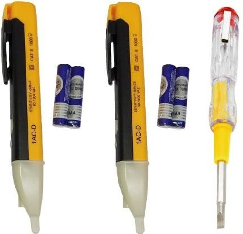 Gadariya King 2 PCSVoltage Tester 90~1000V AC Electric Voltage Power Detector Alert Sensor Tester LED Light Non-Contact Pen With Line Tester (PACK OF 3) Digital Voltage Tester