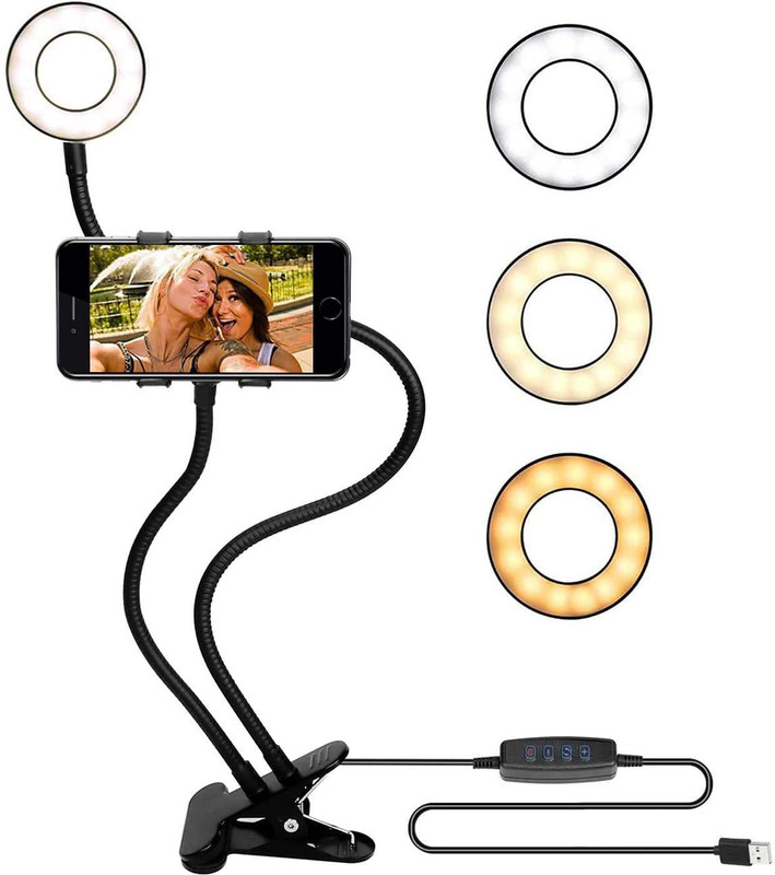 TULUA Selfie Ring Light with Cell Phone Holder Stand for Live Stream, Makeup, Taka-tak, Vigo, YouTube and Video Recording 2-in-1 Professional Light Compatible... Ring Flash(Black)