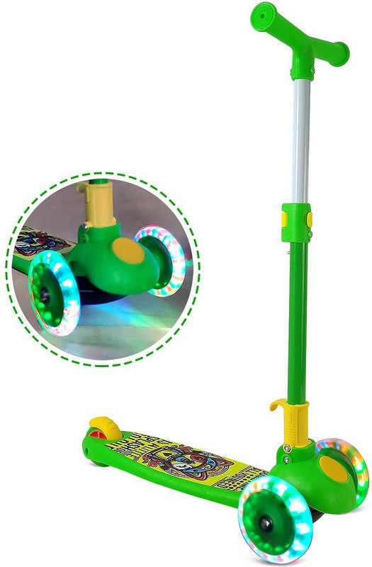 Little Creation Adjustable Height LED light scooter foldable with PU Wheelsand Brakes Kids Scooter(Blue, Pack of 1)
