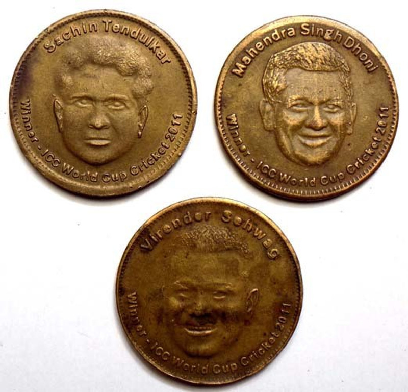 Hariom 2011 - 3 CRICKET MATCH TOSS - BRASS COIN / TOKEN RARE Medieval Coin Collection(3 Coins)
