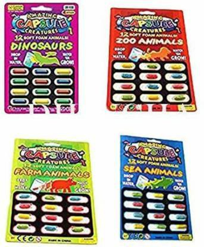 CrazyBuy Magic Capsule Creatures Grow in Water Soft Animal Magic Capsules (pack of 4) GROW IN WATER Gag Toy(Multicolor)