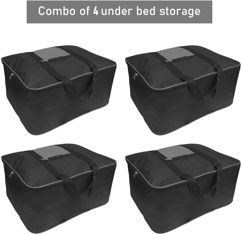 wini krafts Storiette Big Underbed Moisture Proof Storage Bag,(54 x 46 x 28 cm) Pack OF -4 Black Poly-canvas Laundry Bag (Black,Grey Poly-canvas Laundry Bag (Black Grey) Poly-canvas Laundry Bag(Grey Black)