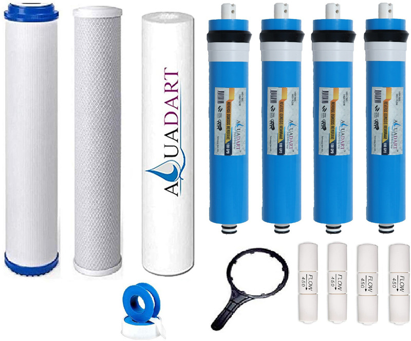 AquaDart 50 LPH Commercial RO Water Purifier Filter Replacement Service Kit With 4 Ro Membrane 100 Gpd Solid Filter Cartridge(0.5, Pack of 13)