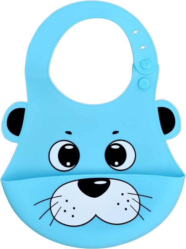 The Little Lookers Silicone Feeding Bib with Adjustable Strap, Waterproof, Easy to wash, Stain Proof | BPA Free/Soft Material Bibs with Tray/Food Catcher (Sky Blue, Pack of 1)(Sky Blue)