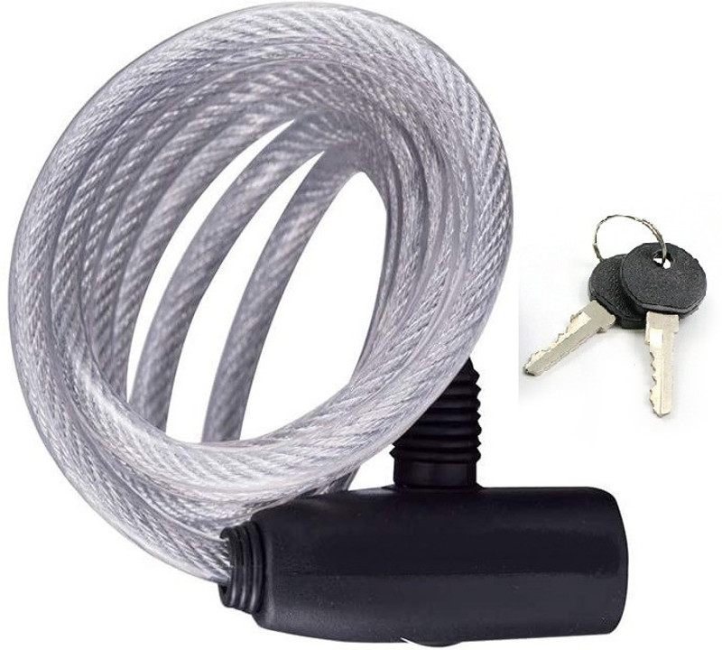 THE MORNING PLAY GREY CYCLE LOCK UNIVERSAL BIKE LOCK GREY(8 MM TWISTED STEEL) WITH 2 KEYS & 1 METER LENGTH FOR CYCLE Cable Lock(Grey)