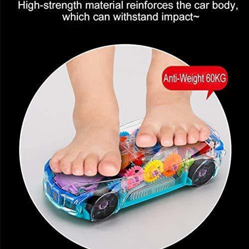 SALEOFF Transparent Musical Concept Racing Car with 3D Flashing LED Lights for Kids-567(Multicolor)