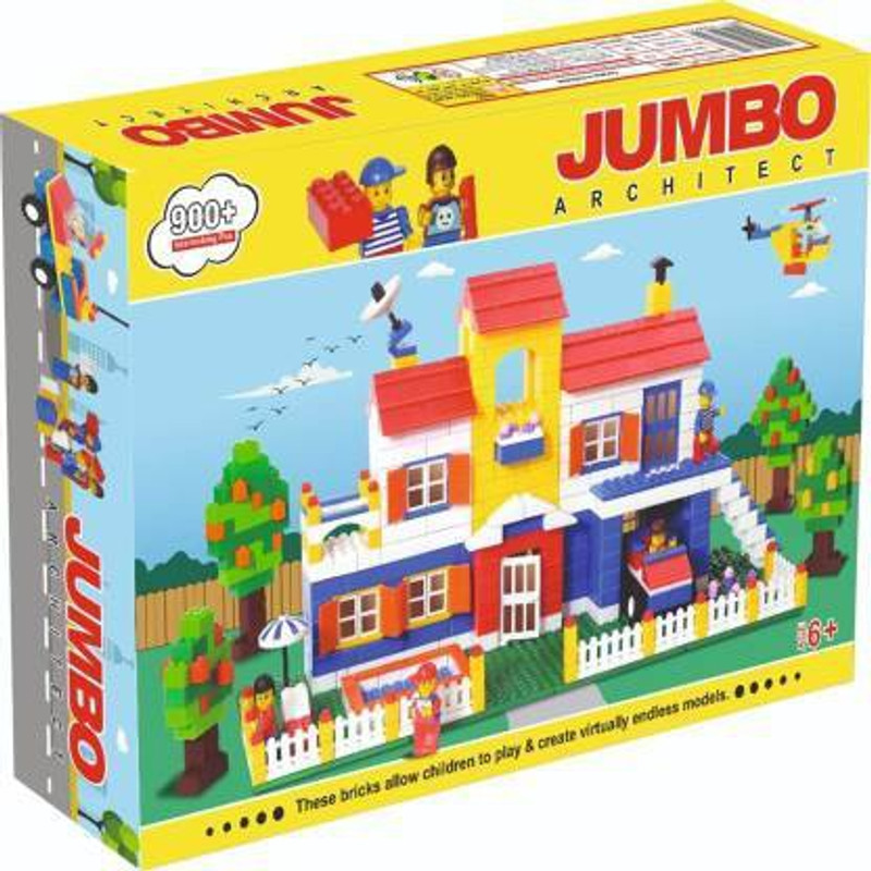 Sanchi Creation Multi Coloured 900+Pcs Mega Jumbo Architect Building Blocks with Attractive Blocks and Smooth Rounded Edges - Building Blocks for Kids as Well as Adults (900+ Blocks) - Blocks Game(Multicolor)