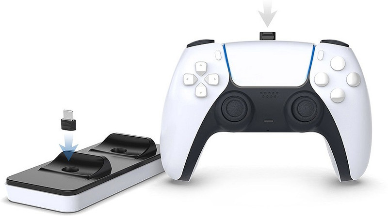 Etzin PS5 Controller Charging Dock Charging Station Dual Charger Stand and Type-C USB Cable for Pley-station 5 Controller  Gaming Accessory Kit(Black, Grey, For PS5)