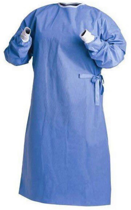 DEEPWIN MEDITEX 40 GSM Blockade Surgeon/Surgical Gown, Neck and Back Tie Closure, Non Sterile, Large Gown Hospital Scrub(Celi Blue Free)