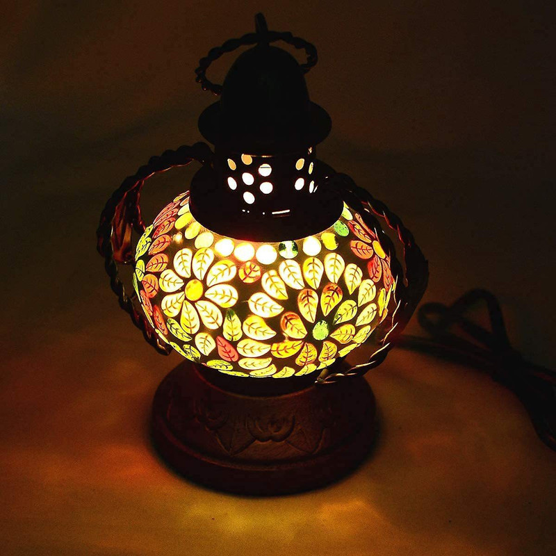 Voody Wooden Lantern White Multicolor Wooden, Glass Hanging Lantern(18 cm X 14 cm, Pack of 1)