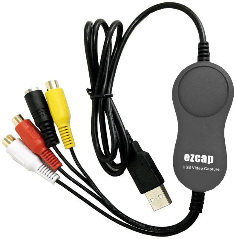 microware TV-out Cable USB 2.0 Video Audio Capture Card Adapter VHS VCR TV to DVD Converter support Wins MAC with snapshot ezcap159(Black, For Laptop)