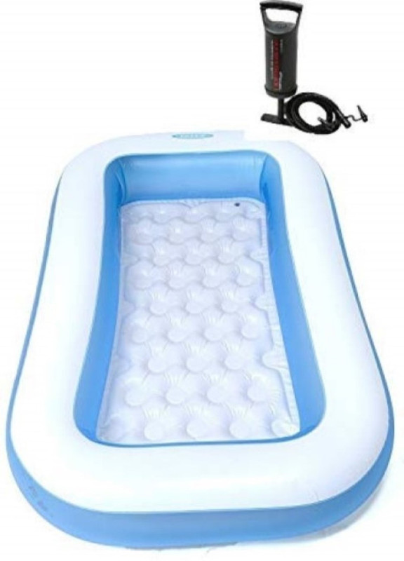 YOUNG STAR PREMIUM COMBO(USA*INDO**99) BIG 5.5 FEET SIZE RECTANGULAR WATER BATH SWIMMING POOL FOR KIDS AND ADULTS . BEST SELLER ,PEOPLE CHOICE 5.5 FEET WATER SWIMMING POOL FOR ALL AGE GROUP. 5.5ft Rectangular Shape Inflatable Swimming Pool with Double Quick Hand Air Pump with 3 Nozzles for Beds Infl