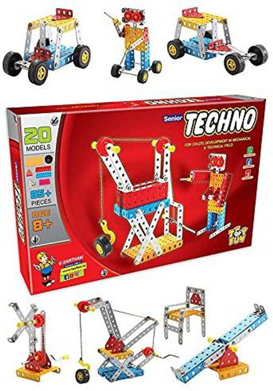 Veryke Engineering Toys Senior Techno Construction for Childs Developemnt in Mechanical and Technical Field , 20 Models, 85 Pieces, 8 Plus Age, Toys for Kids (Multicolor)(Multicolor)