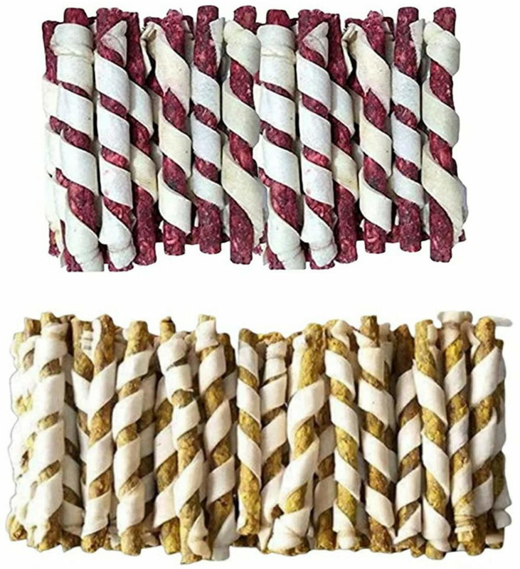 Woofy House Spiral Munchy Rawhide Chicken and Mutton Flavours Chew Stix for Dogs and Puppies, 1 kg Pack Chicken Dog Chew(1 kg, Pack of 1)