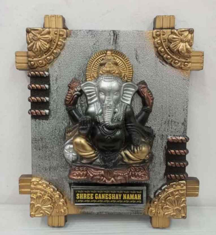 TRIDEV shriganesha 12 inch home deco(Gray, Gold)