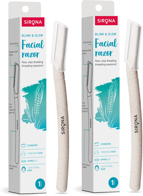 SIRONA Blink & Glow Reusable Eyebrow & Face Razor for Women, Women(Pack of 2)