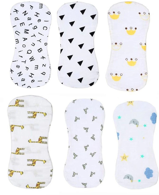 Mammachamp Organic Muslin Cotton Burp Cloths Set / Napkin / Towel For Newborn Babies 53 X 15 Cm - Pack of 6(Multicolor)