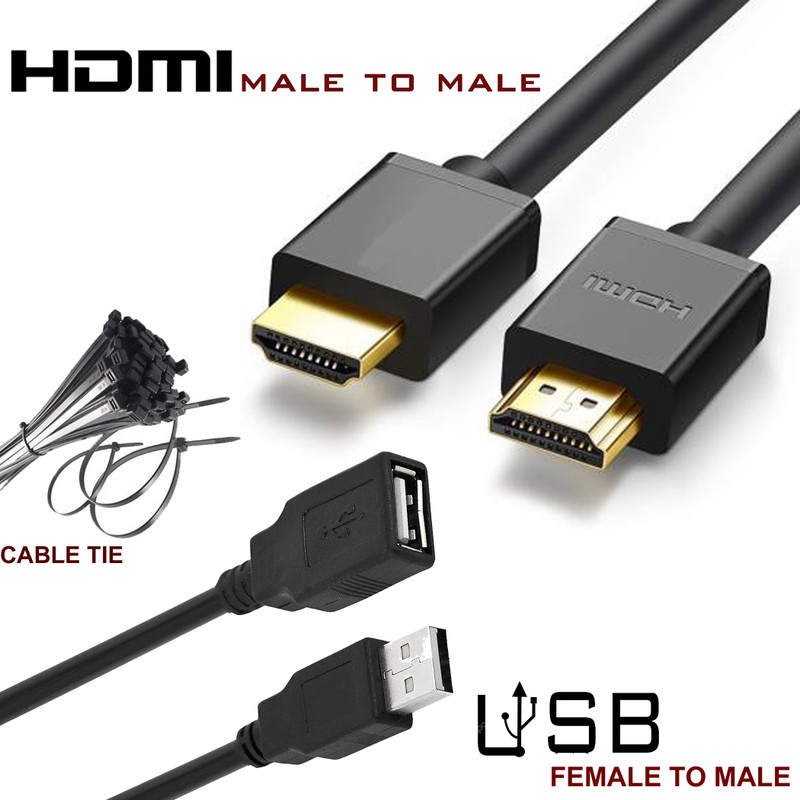 startail HDMI Cable 1.5 m HDMI Male to Male Cable 1.5 Meter High Speed Ethernet 3D Full HD for LED/LCD TV,PC Monitor,Setup Box,Laptop,Tablet,Mobile,Mp3,Gaming Device,Projector Combo Of USB Female to Male Extension Cable 1 And 3Pc Cable Tie For Binding Wires(Compatible with LED/LCD TV, PC Monitor, Ta