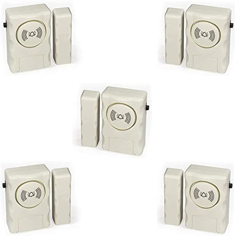 Jenix Wireless Door Window Open Alert Alarm Home Security System Siren (Cream), Anti Theft System with Magnetic Sensor - Set of 5 Window Door Window Alarm(110db)