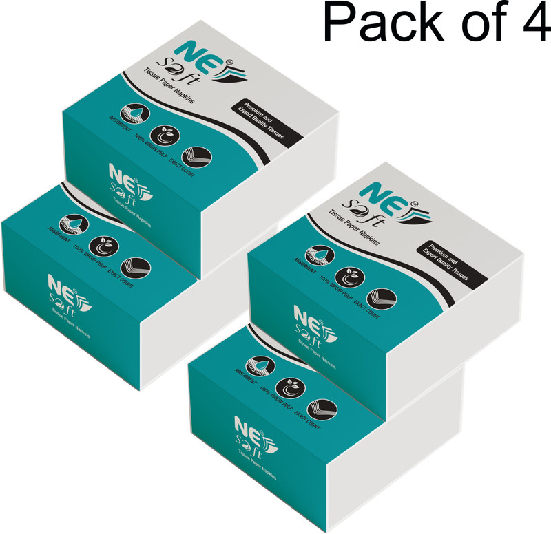 NE Soft Facial Dry Tissue Paper, Super Soft, Super Absorbent & 100% Pure, 100 Pulls Each Packet (Pack Of 4)(400 Tissues)