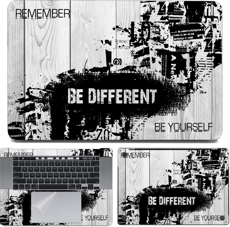 dzazner Fullbody 4-Piece Laptop Skin Wrap Decal Vinyl Sticker Compatible for MacBook Pro 16 inch A2141 2019 Release (Be Different Wooden) Precision Cut Stretched Vinyl Laptop Skin Compatible for 15 inch(Theme: NA)