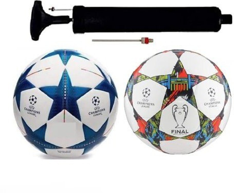 MRS Colorful Star Champions With Air Pump Football Combo Size: 5 (Pack of 3) Football - Size: 5(Standard, Pack of 3, Multicolor)