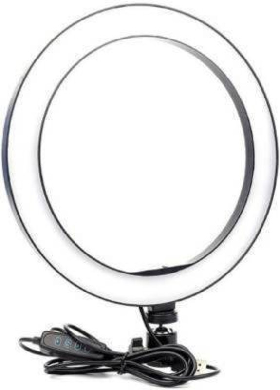 DL ZONE 10" inch Ring fill light(Ring Light) reels video shooting , streaming , 3 light mode(warm, white, warm white) without tripod stand Ring Flash(White)