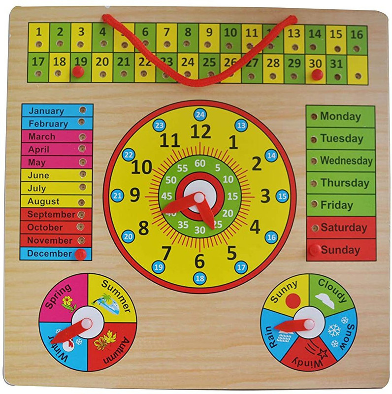 MECDOIT INTERNATIONAL Wooden MDF Board Calender Watch Puzzle(Multicolor)