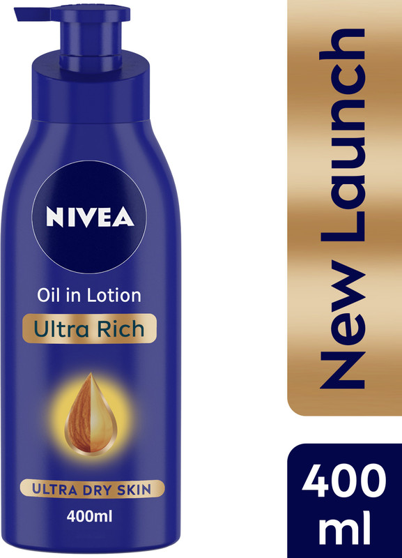 NIVEA Body Lotion for Extremely Dry Skin, Oil in Lotion Ultra Rich, With Natural Almond Oil & Vitamin E(400 ml)