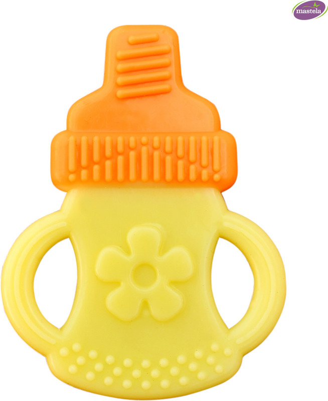 mastela Super Soft Silicone Teether| BPA Free & toxins Free| Food Grade Quality Silicone teether/Soother for Babies/Infants/Toddlers (Bottle, Pack of 1) Teether(Multicolor)