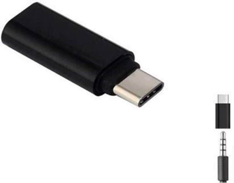 TechTime Black Type C to 3.5mm Aux/Headphone/Adapter/Jack Converter for Oneplus 6/7/7Pro/8/8Pro Phone Converter(Android iOS)