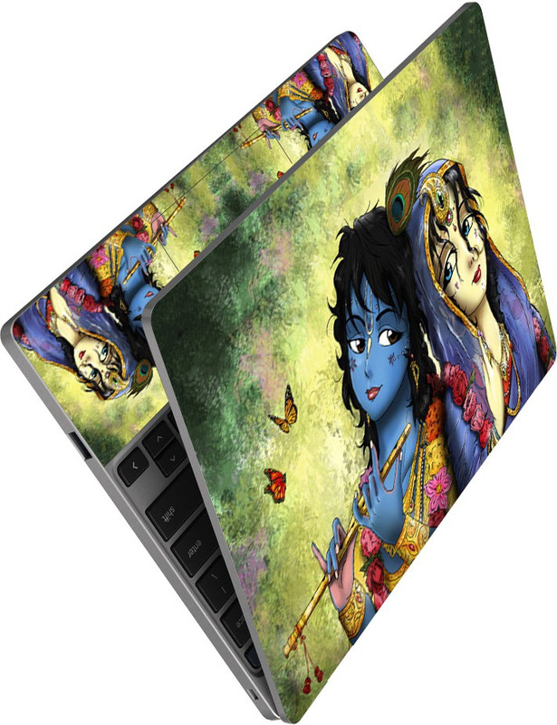 dzazner HD Printed Full Panel Laptop Skin Sticker Vinyl Fits, No Residue, Bubble Free - Cute Radha Krishna Self Adhesive Vinyl Reusable Laptop Skin Compatible for 15.6 inch(Theme: Signs & Symbols)