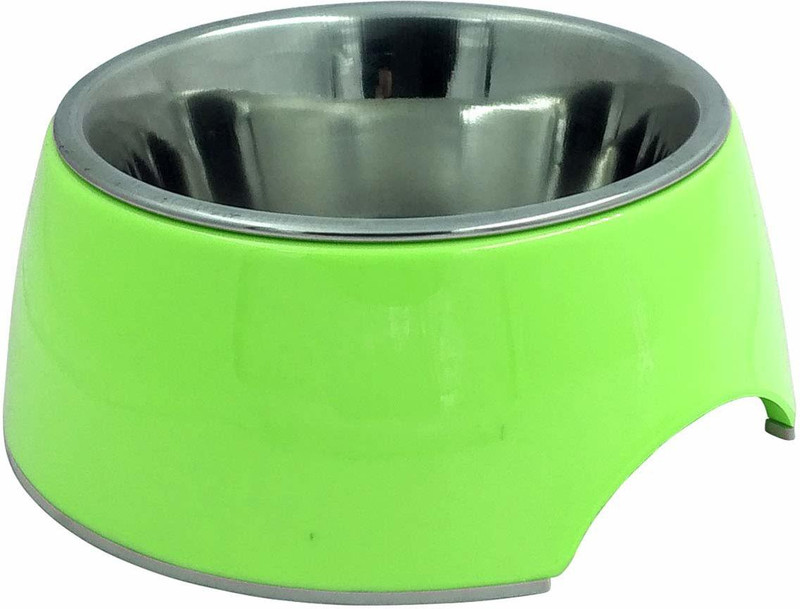 Jainsons Pet Products Stainless Steel and Melamine Anti Skid Bowls for Dogs and Cats (800ml, Grey) Round Stainless Steel Pet Bowl(800 ml Grey)